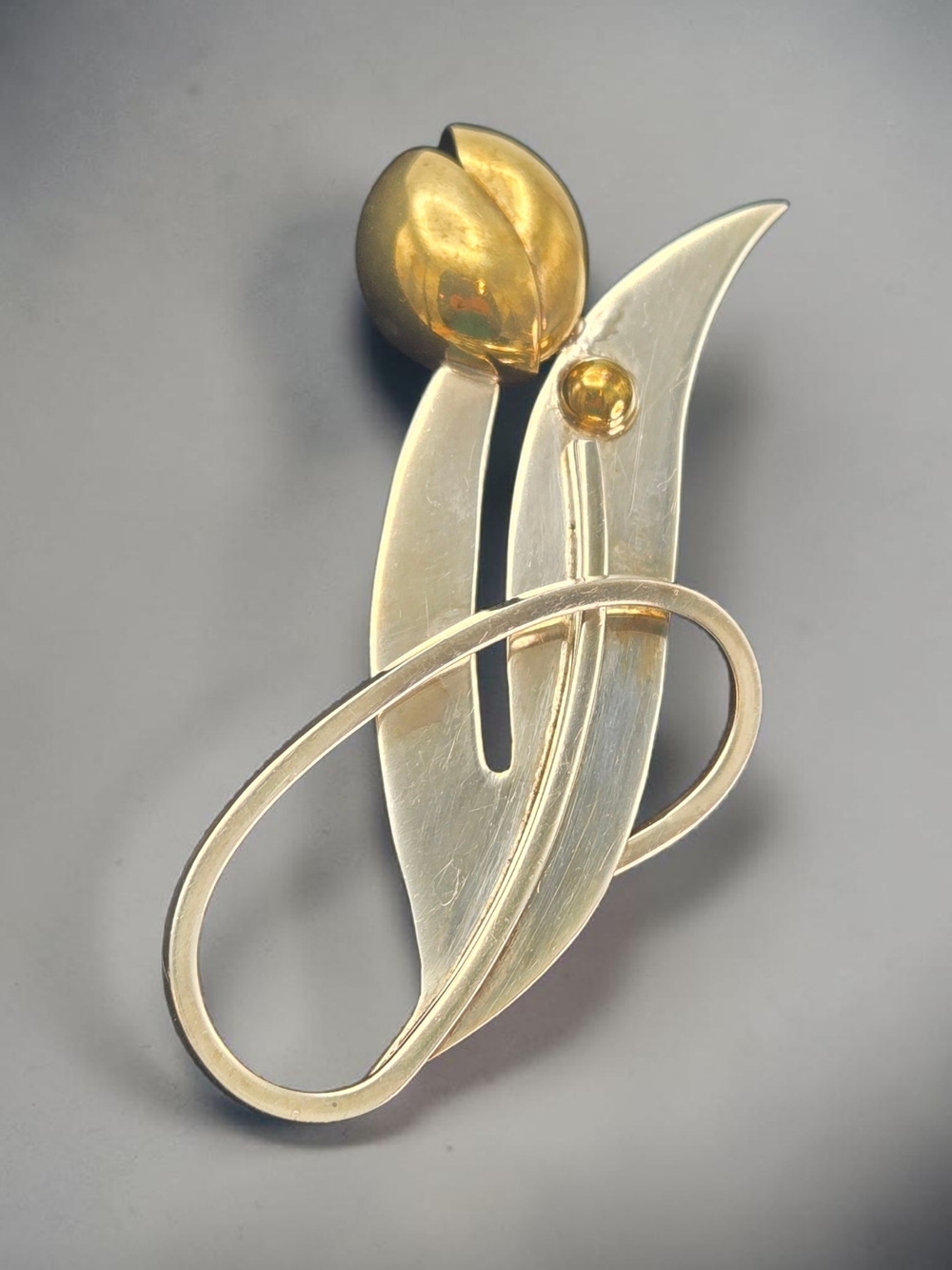 Vintage Taxco Mexico Sterling Silver Modernist Brooch TC-126 Abstract MCM 21g - Picture 6 of 11